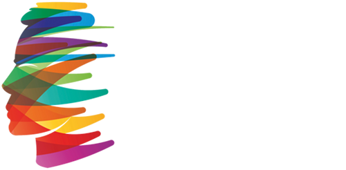 Logo von Christoph Rosenberger mit einem bunten Gesicht und weißem Schriftzug